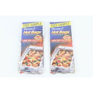 New Old Stock Discontinued Lot of 2 Reynolds Hot Bags Large Size Heavy Foil Bag
